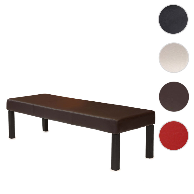 Banc banquette M37, simili-cuir mat, marron/pieds foncés, 120x49x43cm