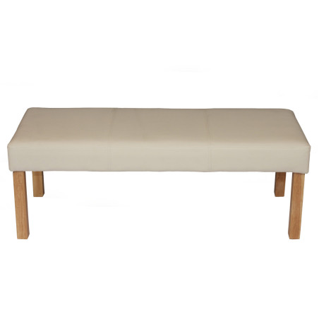 Banc banquette M37, simili-cuir mat, crème/pieds clairs, 120x49x43cm