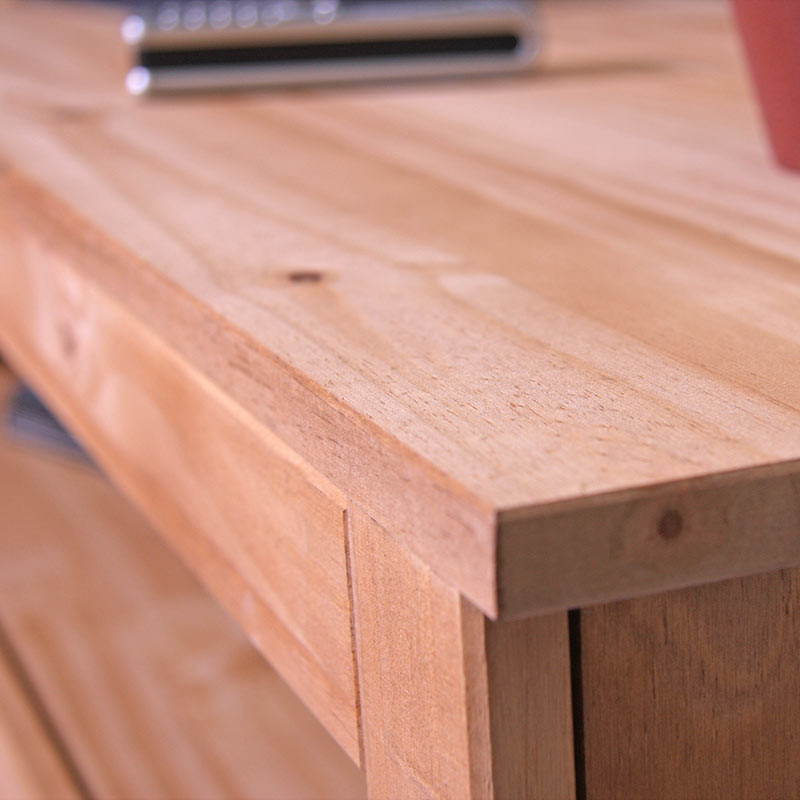 Meuble table TV, étagère, bois de pin massif, 110x39x53cm