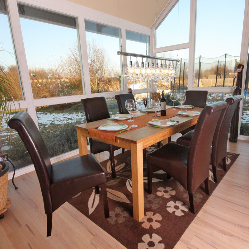 6x chaise salle à manger M37 - cuir, marron, pieds foncés