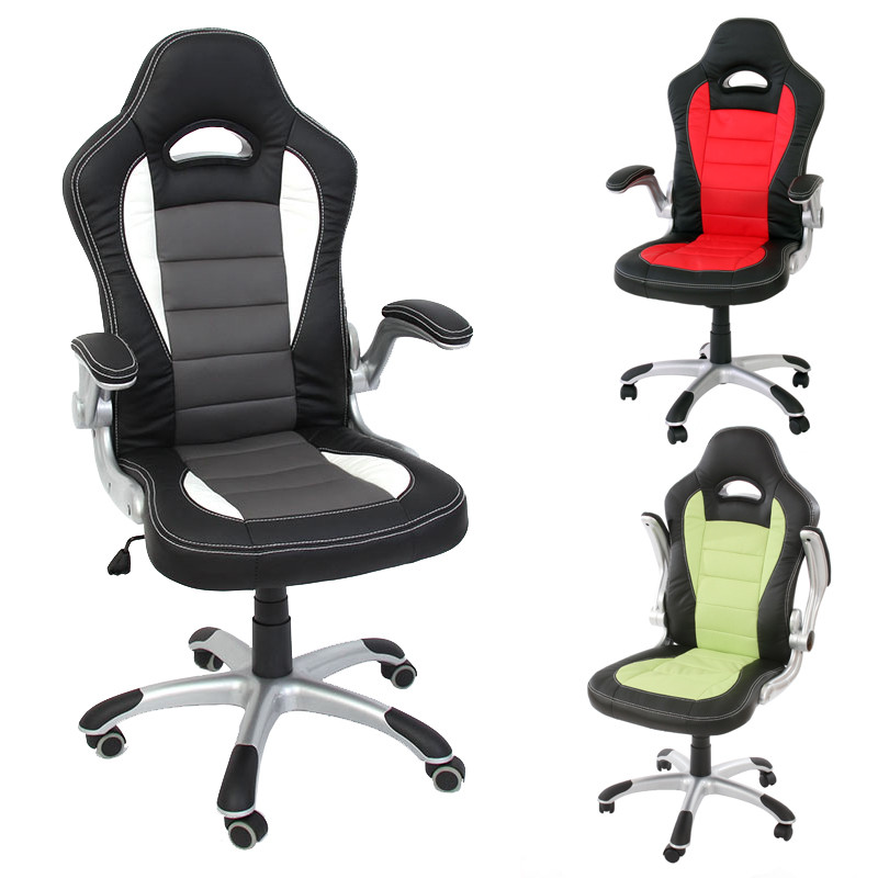 Chaise / fauteuil de bureau N42, pivotant, simili-cuir à trous, noir