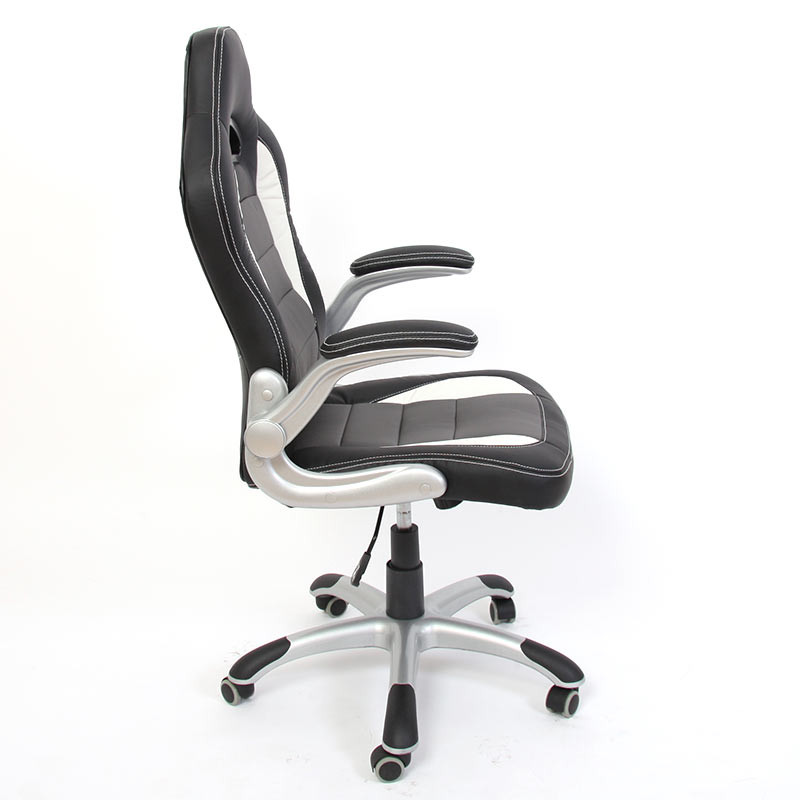 Chaise / fauteuil de bureau N42, pivotant, simili-cuir à trous, noir