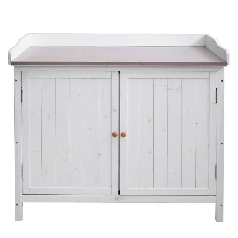 Armoire de jardin avec plan de travail Outdoor sapin bois MVG 86x99x56cm, blanc