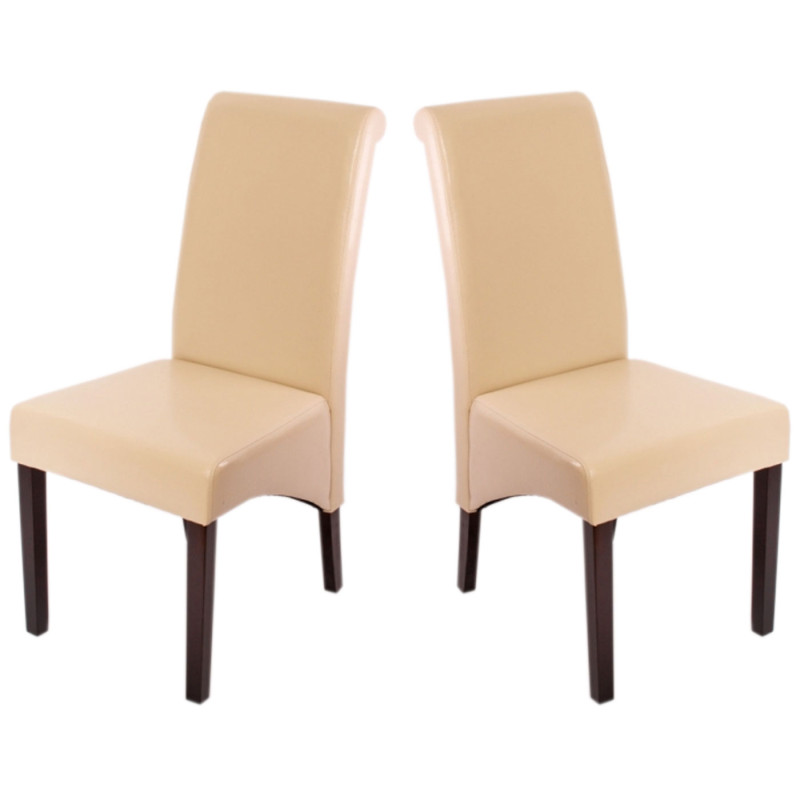 2x chaise de salle à manger  chaise M37 - cuir, crème, pieds foncés