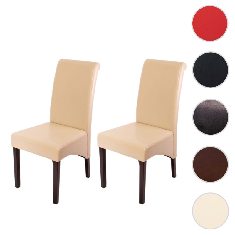 2x chaise de salle à manger  chaise M37 - cuir, crème, pieds foncés