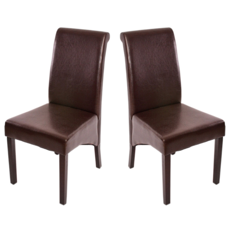 2x Chaise de salle à manger Chaise M37 - cuir, marron, pieds foncés