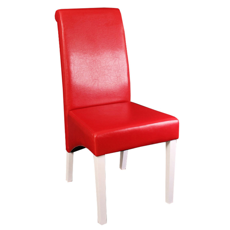 2x chaise de séjour M37, cuir reconstitué, rouge/pieds blancs