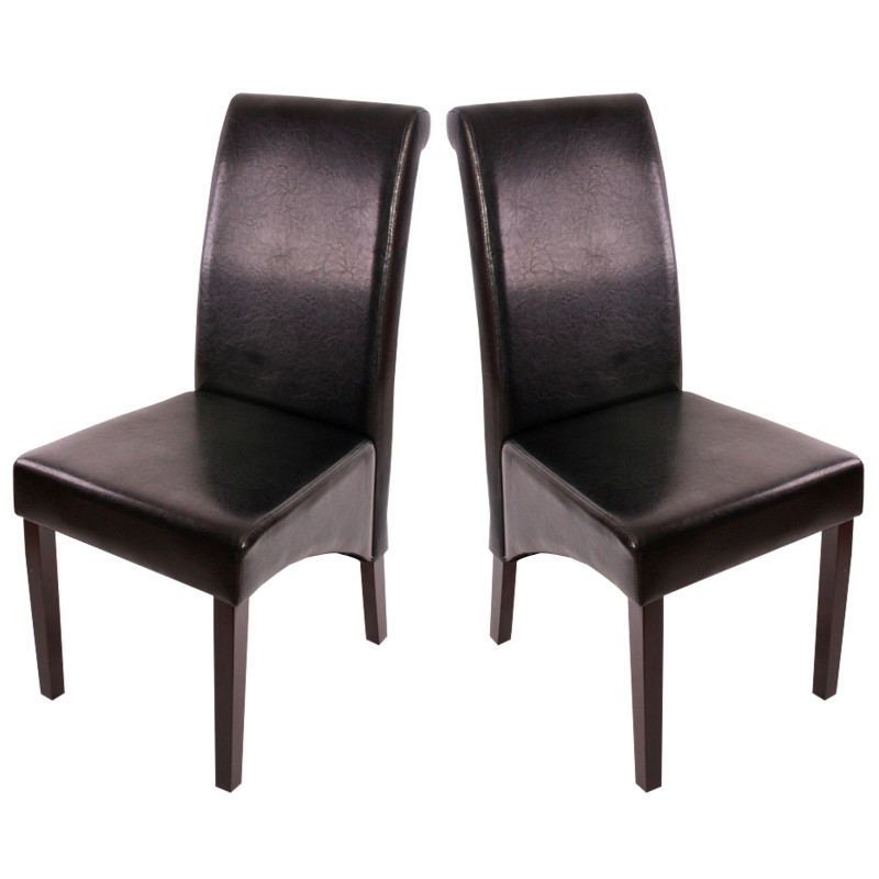 2x chaise de salle à manger  chaise M37 - cuir, noir, pieds foncés