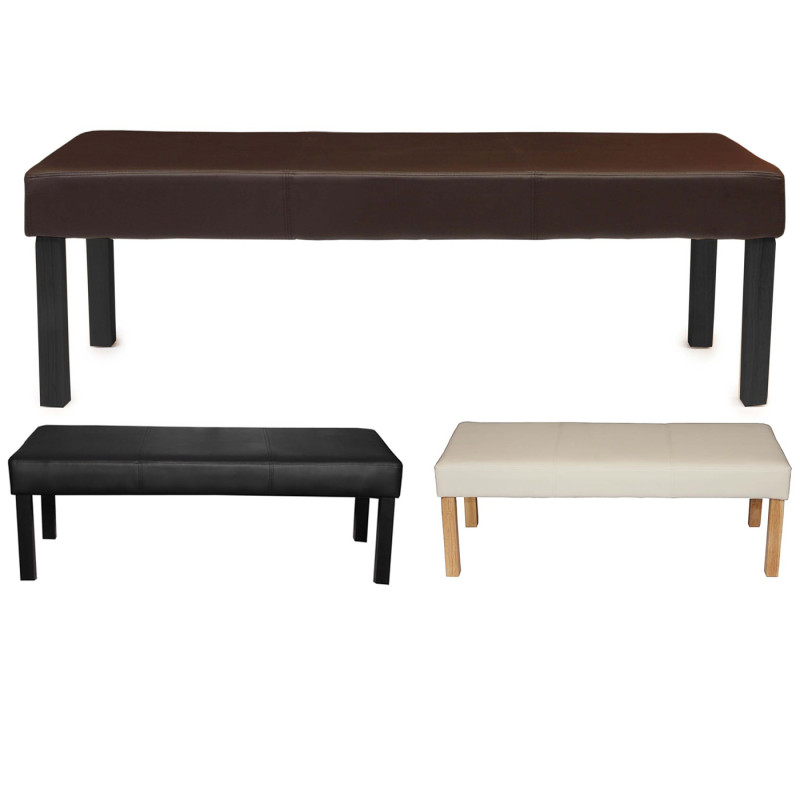 Banc banquette M37, simili-cuir mat, noir/pieds foncés, 120x49x43cm