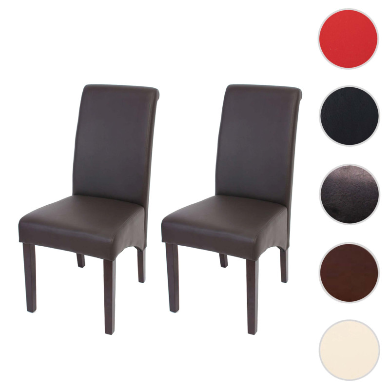 2x chaise de salle à manger  chaise M37 - similicuir mat, marron, pieds foncés