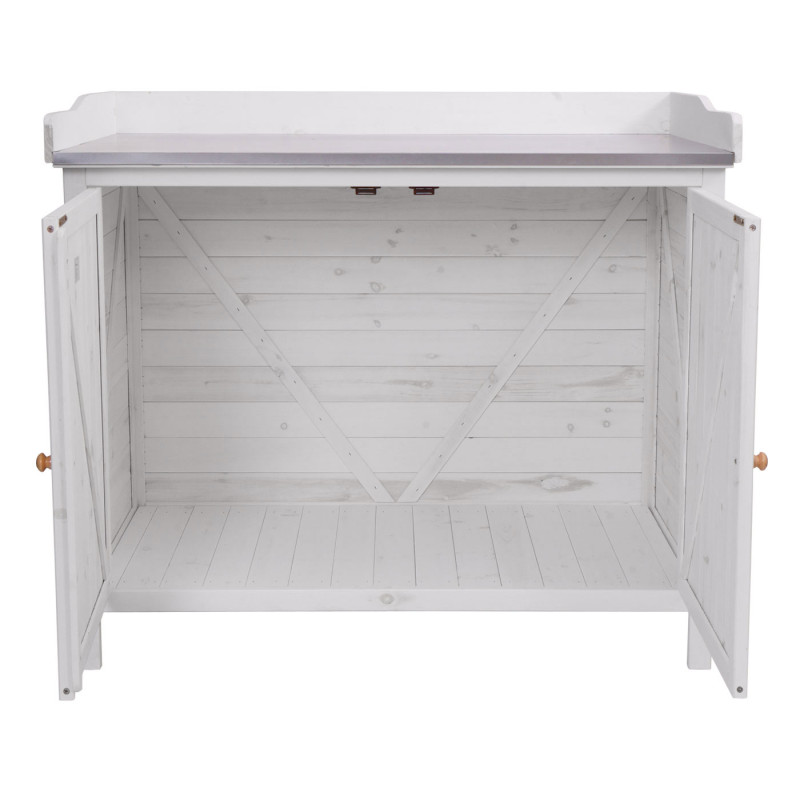 Armoire de jardin avec plan de travail Outdoor sapin bois MVG 86x99x56cm, blanc