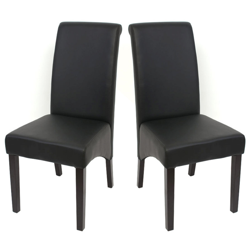 2x chaise de salle à manger  chaise M37 - similicuir mat, noir, pieds foncés