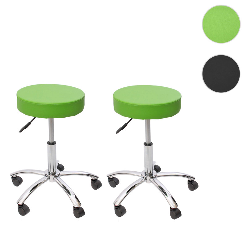 2x tabouret Windhoek pour cabinet médical / salon de beauté - similicuir, vert