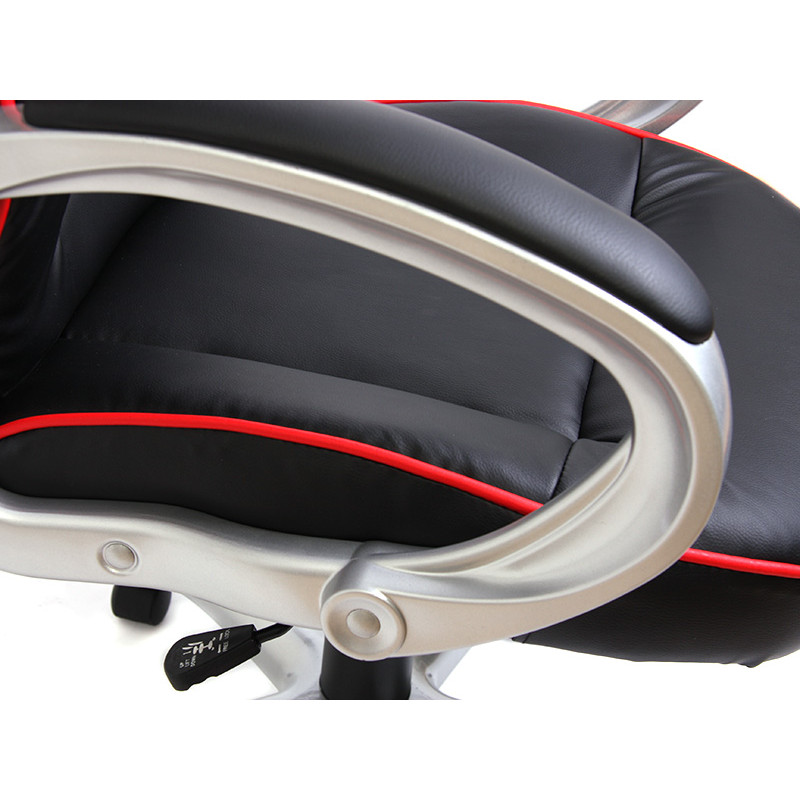 Fauteuil de bureau, chaise pivotante N58, simili-cuir, noir-rouge