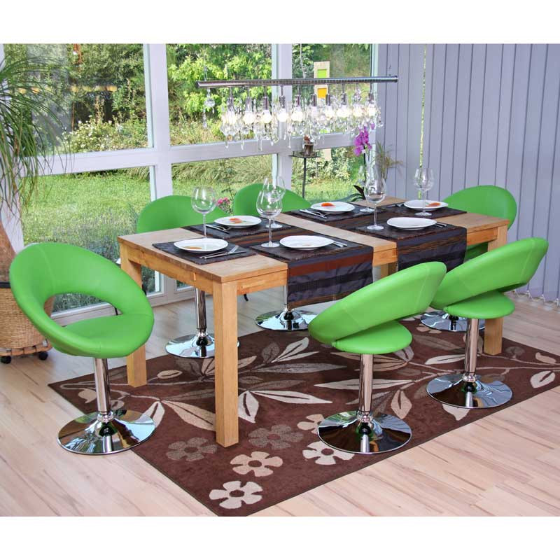 Lot de 6 chaises de séjour Palerme, salle à manger, simili-cuir, vert