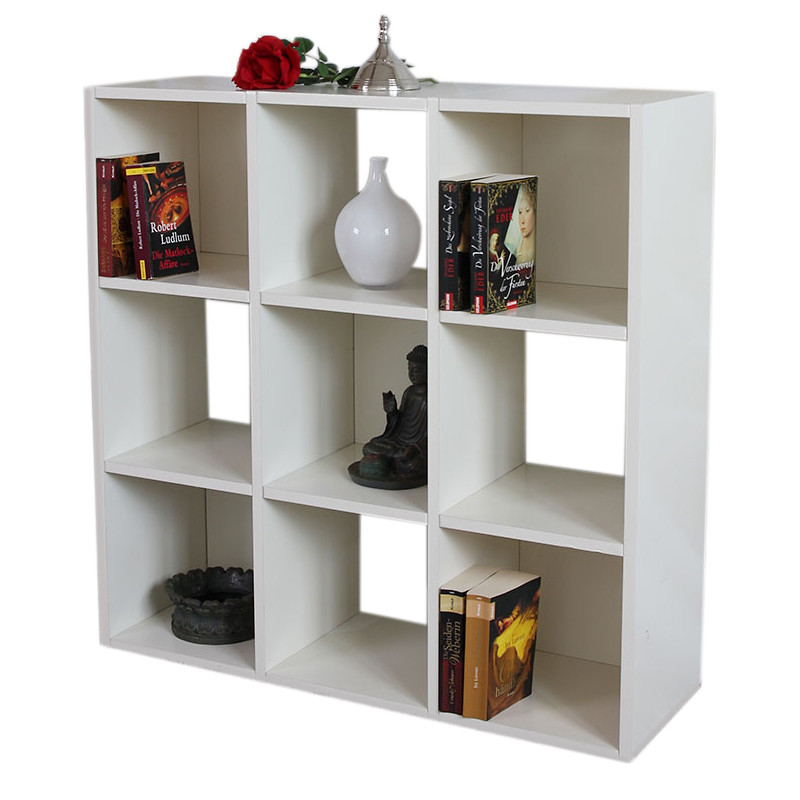 Étagère rangement M73, 9 compartiments, 93x31x93cm, blanc