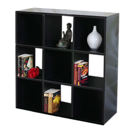 Étagère rangement M73, 9 compartiments, 93x31x93cm, noir