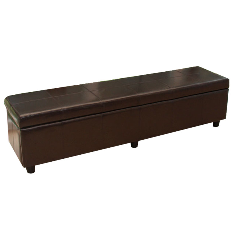 Banc banquette Kriens XXL, 180x45x45cm, cuir reconstitué, marron