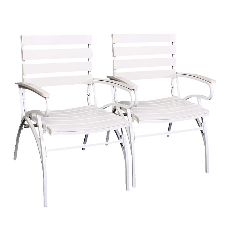 Lot de 2 chaises de jardin / bistrot M91, aluminium/plastique, blanc