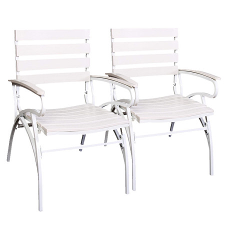 Lot de 2 chaises de jardin / bistrot M91, aluminium/plastique, blanc