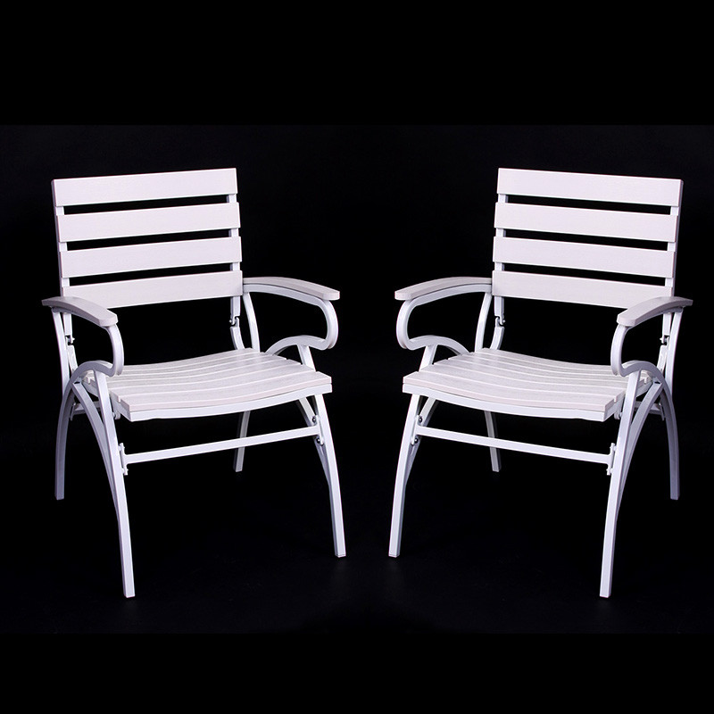 Lot de 2 chaises de jardin / bistrot M91, aluminium/plastique, blanc