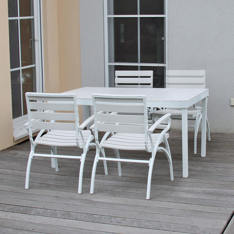 Lot de 2 chaises de jardin / bistrot M91, aluminium/plastique, blanc