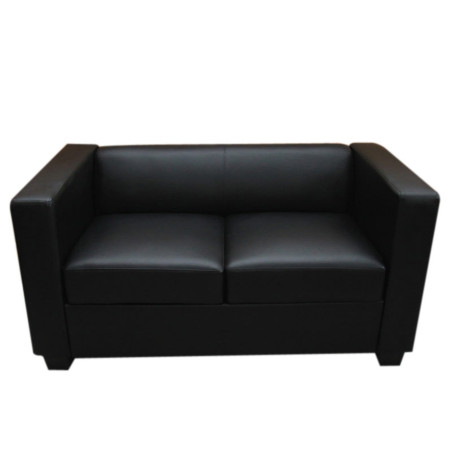 Canapé / sofa Lille, 2 places, 137x75x70cm, cuir reconstitué, noir