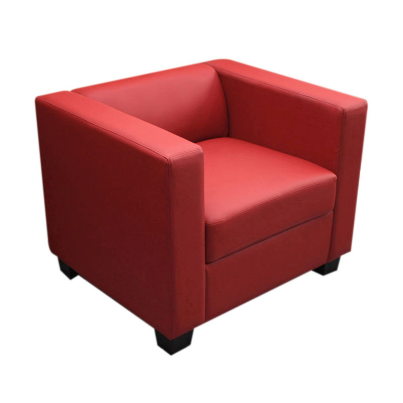 Fauteuil Club / Lounge Lille, 86x75x70cm, cuir reconstitué, rouge