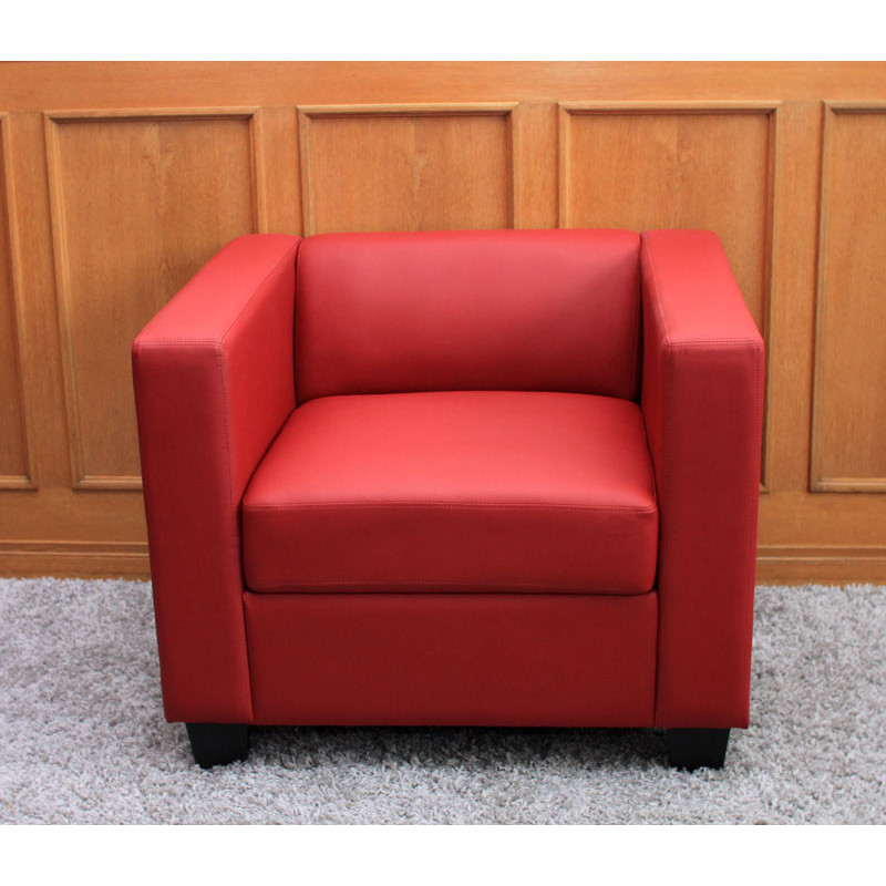 Fauteuil Club / Lounge Lille, 86x75x70cm, cuir reconstitué, rouge