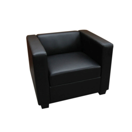 Fauteuil Club / Lounge Lille, 86x75x70cm, cuir reconstitué, noir