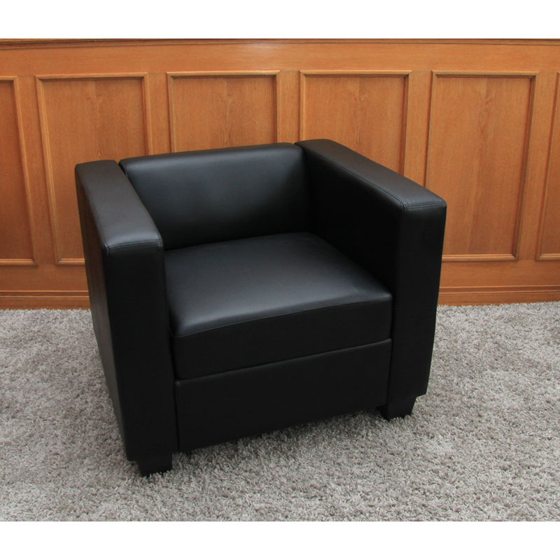 Fauteuil Club / Lounge Lille, 86x75x70cm, cuir reconstitué, noir