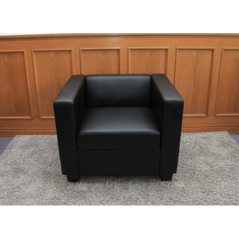 Fauteuil Club / Lounge Lille, 86x75x70cm, cuir reconstitué, noir