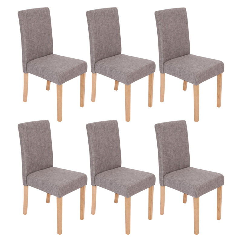 Lot de 6 chaises de séjour Littau, tissu gris, pieds clairs