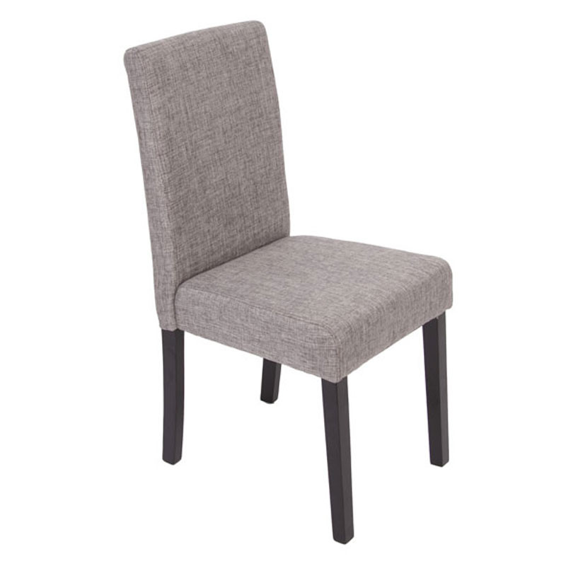 Lot de 6 chaises de séjour Littau, tissu gris, pieds foncés