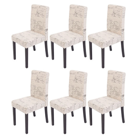 Lot de 6 chaises de séjour Littau, tissu words fabric, pieds foncés