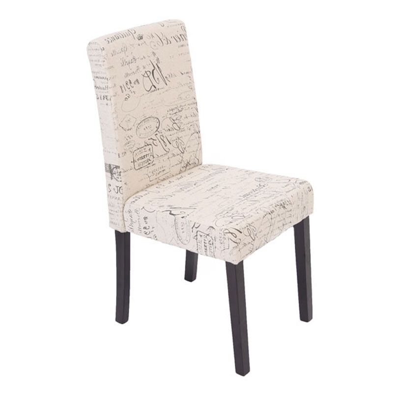 Lot de 6 chaises de séjour Littau, tissu words fabric, pieds foncés