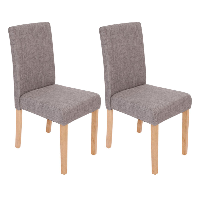 Lot de 2 chaises de séjour Littau, tissu gris, pieds clairs