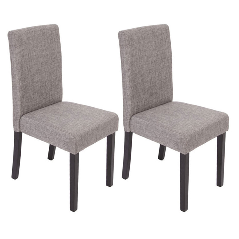 Lot de 2 chaises de séjour Littau, tissu gris, pieds foncés