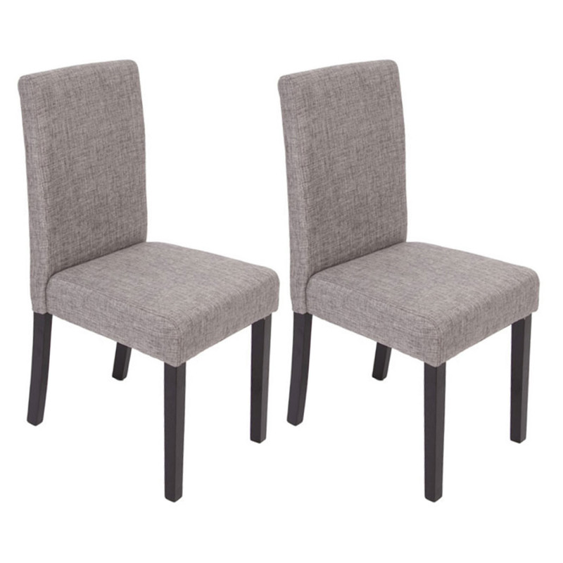 Lot de 2 chaises de séjour Littau, tissu gris, pieds foncés