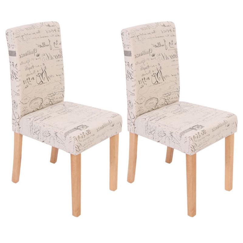 Lot de 2 chaises de séjour Littau, tissu words fabric, pieds clairs