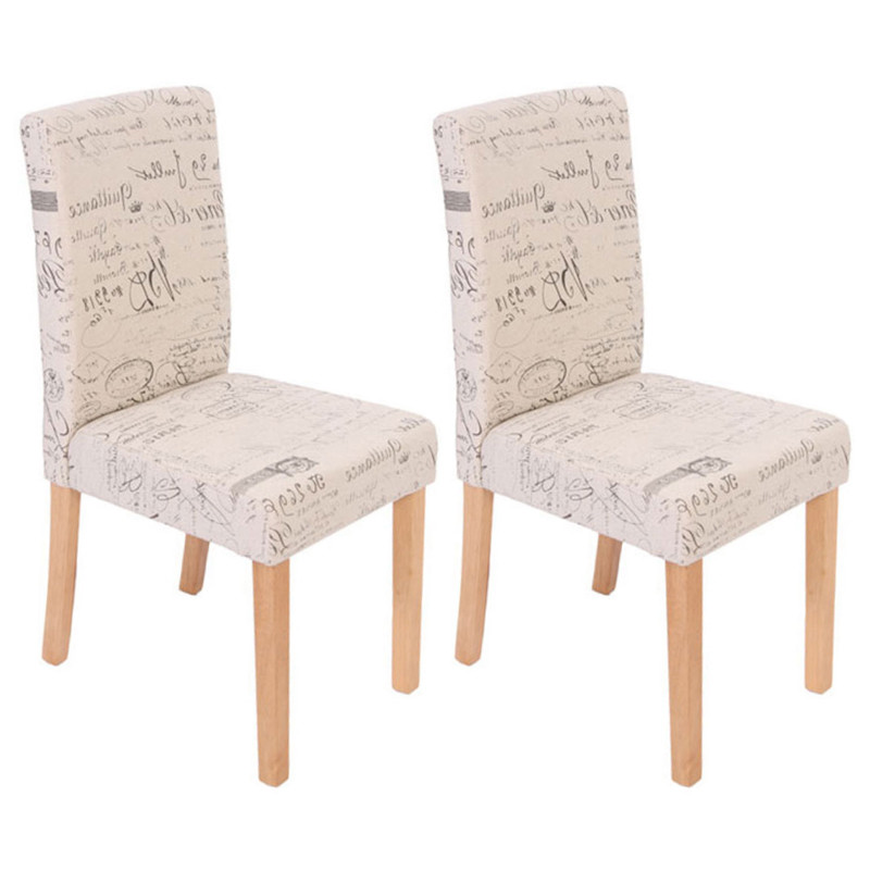 Lot de 2 chaises de séjour Littau, tissu words fabric, pieds clairs