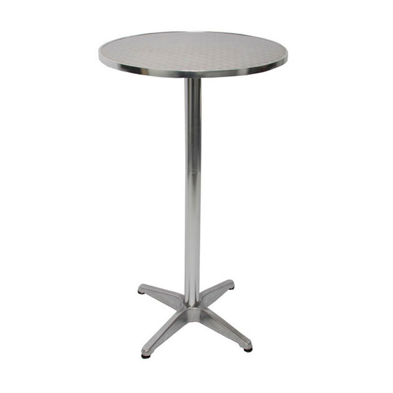 Table haute de bar bistrot M28, aluminium, Ø60cm, hauteur70-110cm, pliante