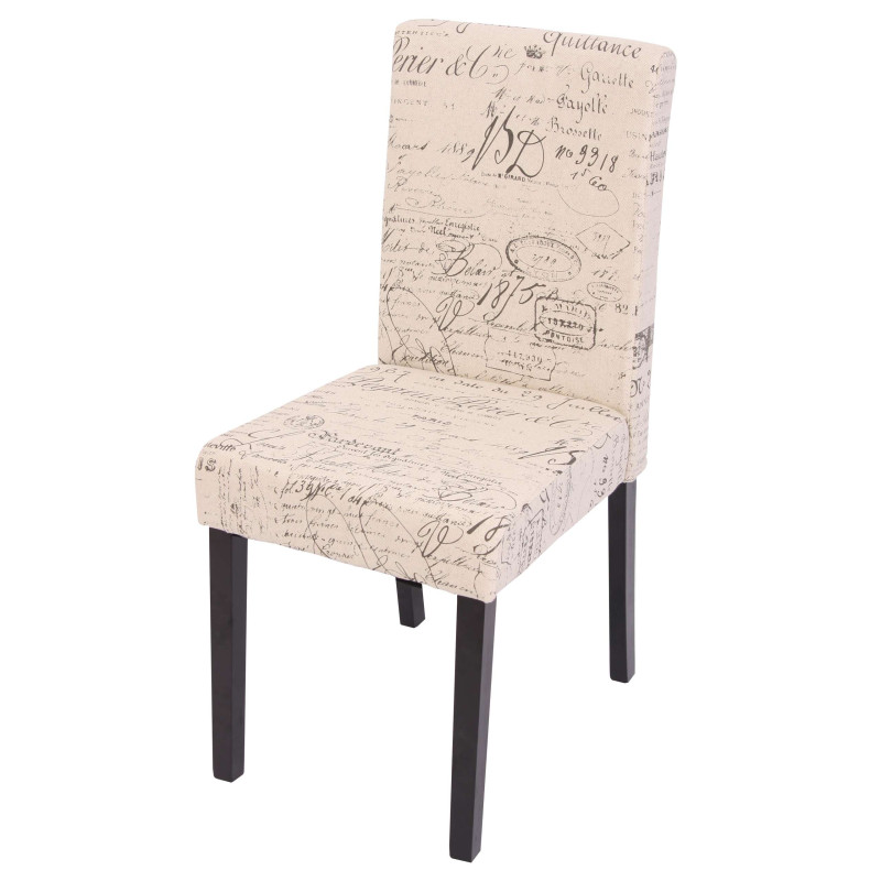 Lot de 2 chaises de séjour Littau, tissu words fabric, pieds foncés