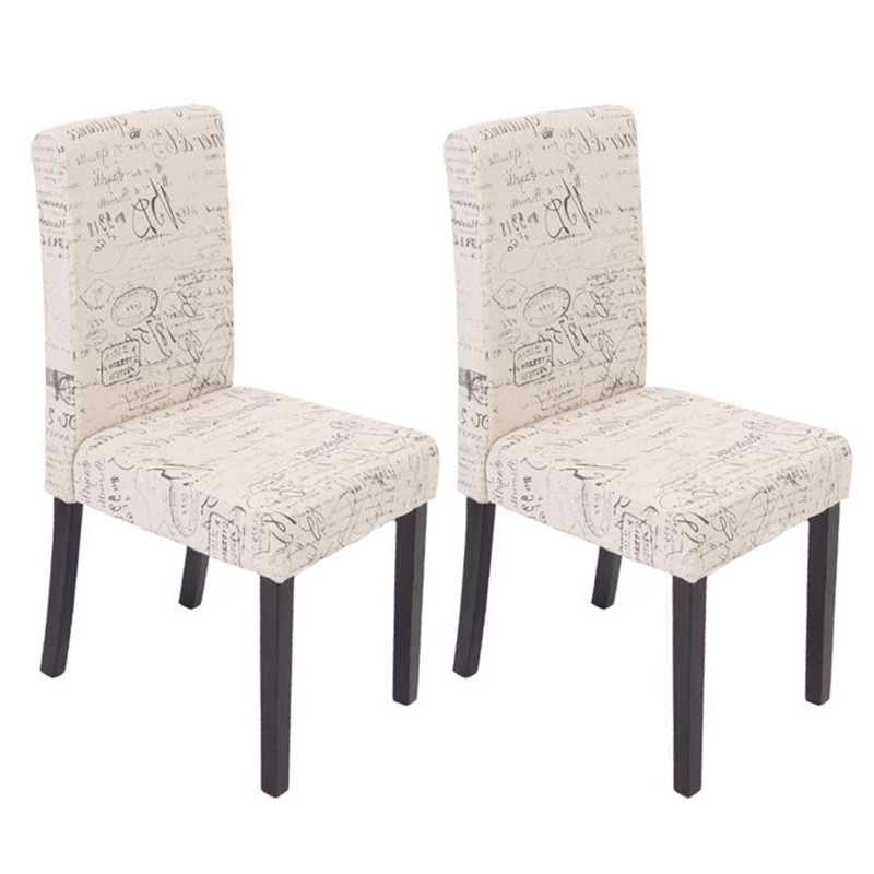 Lot de 2 chaises de séjour Littau, tissu words fabric, pieds foncés