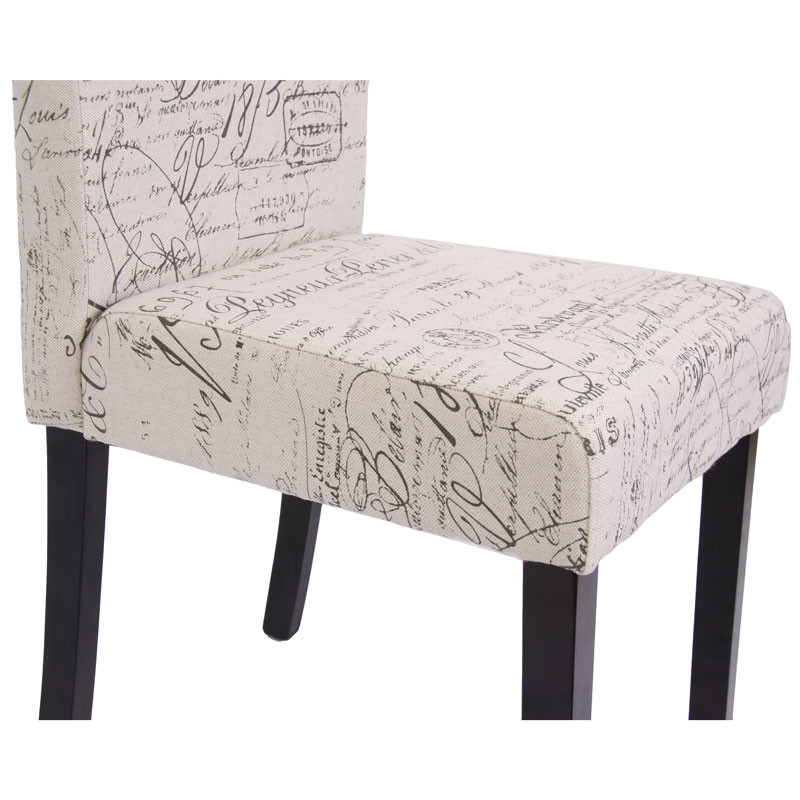 Lot de 2 chaises de séjour Littau, tissu words fabric, pieds foncés