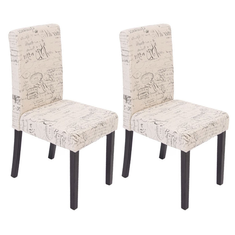 Lot de 2 chaises de séjour Littau, tissu words fabric, pieds foncés