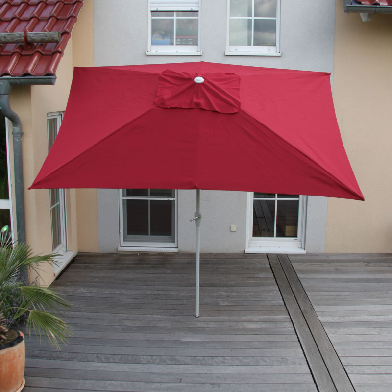 Parasol en aluminium N23, 2x3m, rectangulaire, inclinable, inoxydable - bordeaux