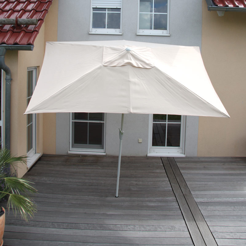 Parasol en aluminium N23, 2x3m, rectangulaire, inclinable, inoxydable - crème