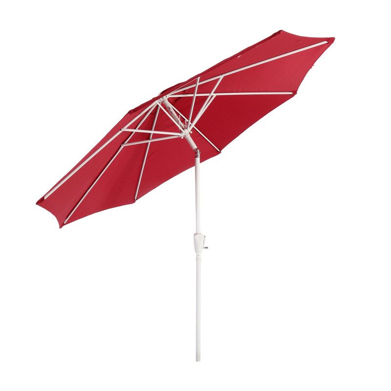 Parasol en aluminium N19, 300 cm, inclinable, inoxydable - rouge