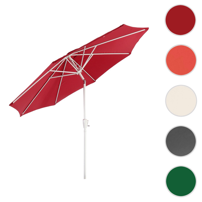 Parasol en aluminium N19, 300 cm, inclinable, inoxydable - rouge